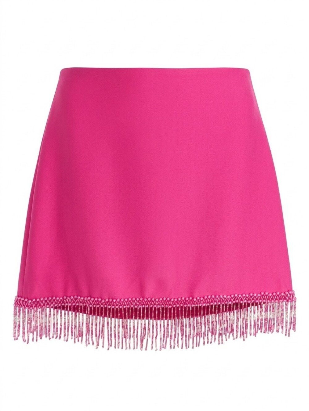 PatBO Fuchsia Beaded Fringe Mini Skirt